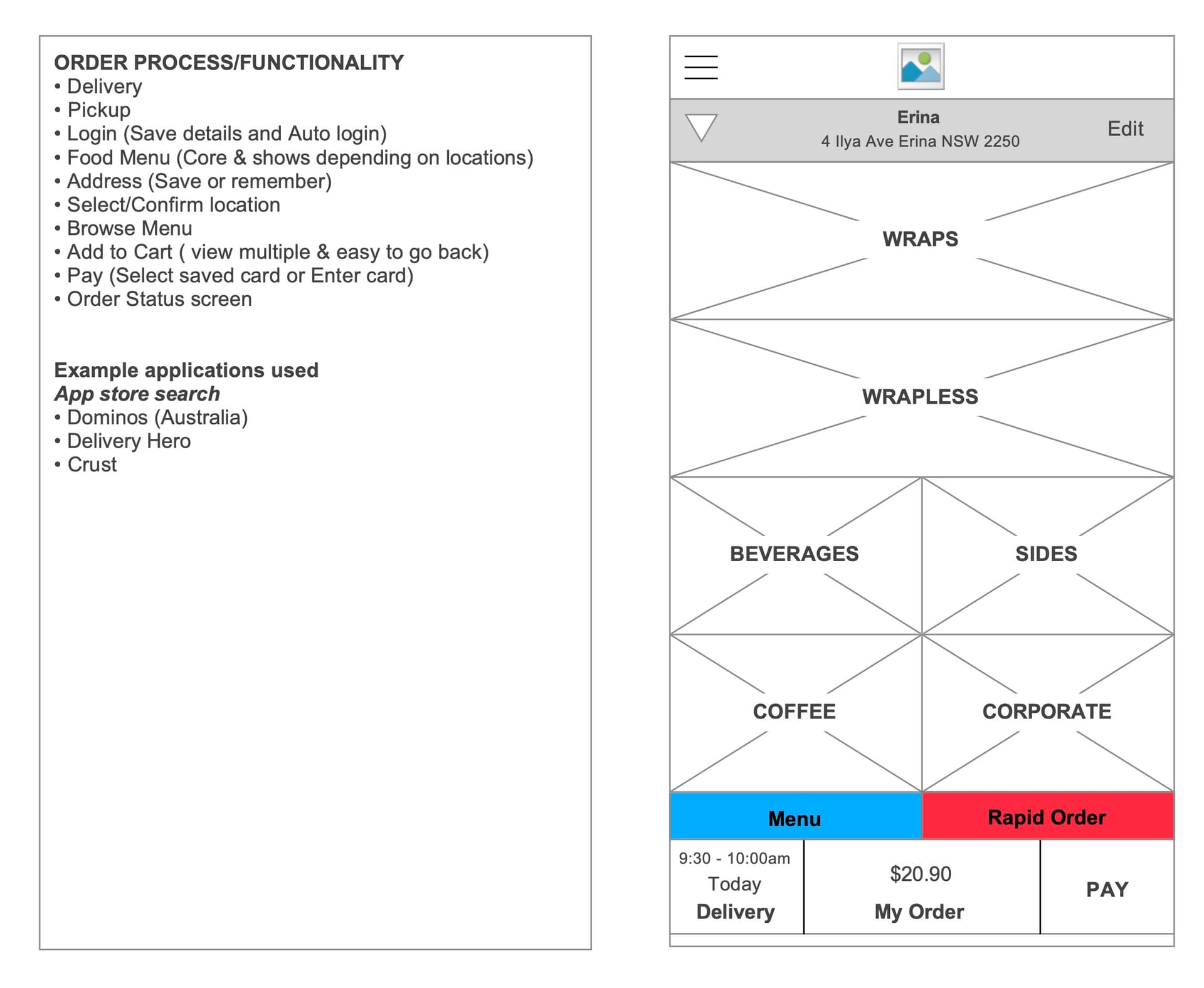 Customer Mobile App Wireframes