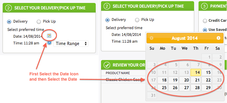 Date and Time Selection at Checkout